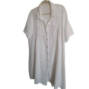 Women's White Gauze Cotton Dress Beach Coverup Coastal Sz XL
